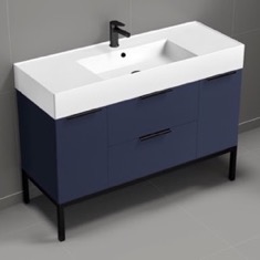 Modern Bathroom Vanity, Blue, 48 inch, Free Standing